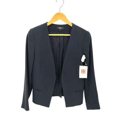 セオリー theory BENEFIELD ELEVATE CREPE2 ノーカラー ボタンレス テーラードジャケット レディース JPN:2