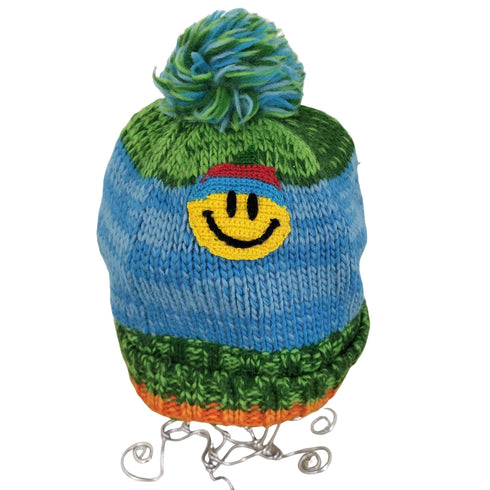 スマイル刺繍ボンボンニット Y2K レディース