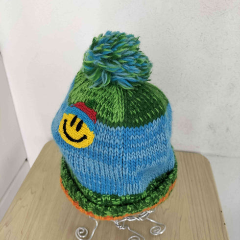 スマイル刺繍ボンボンニット Y2K レディース