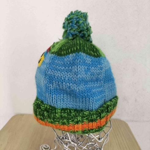 スマイル刺繍ボンボンニット Y2K レディース