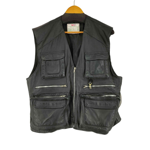 マルチポケット レザーフィッシングベスト メンズ