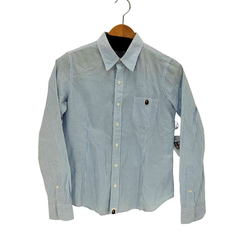 アベイシングエイプ A BATHING APE フロントワッペン ストライプレギュラーカラーシャツ メンズ import:XS