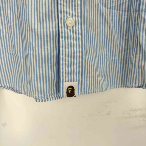 アベイシングエイプ A BATHING APE フロントワッペン ストライプレギュラーカラーシャツ メンズ import:XS