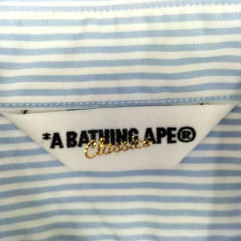 アベイシングエイプ A BATHING APE フロントワッペン ストライプレギュラーカラーシャツ メンズ import:XS