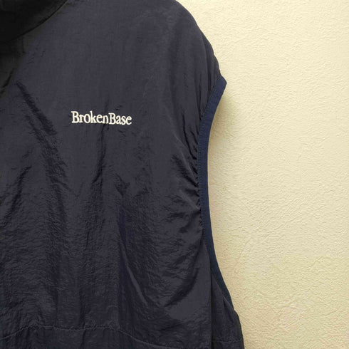 BROKENBASE ロゴ刺繍ナイロンハーフジップベスト outdoor メンズ L