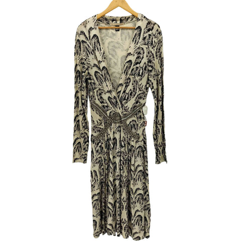 CLASS ROBERTO CAVALLI 総柄 ビジュー Vネック ワンピース レディース