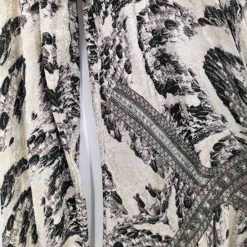 CLASS ROBERTO CAVALLI 総柄 ビジュー Vネック ワンピース レディース