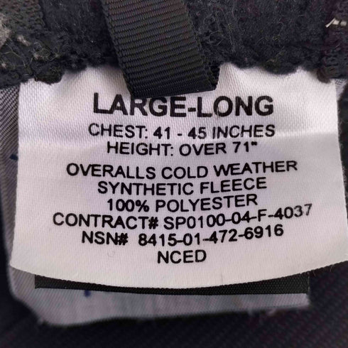 ユーエスアーミー U.S. ARMY 2004年会計 OVERALLS COLD WEATHER SYN FLEECE POLARTEC メンズ LARGE-LONG