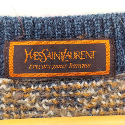 イヴサンローラン Yves Saint Laurent 70s tricots pour homme アルパカ モヘヤ混 Vネック ニット メンズ import:L