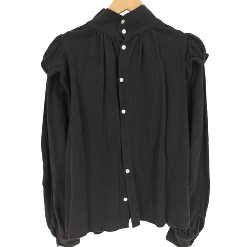 アールジュビリー R JUBILEE ウール混 リネン フリル装飾 L/S ブラウス レディース