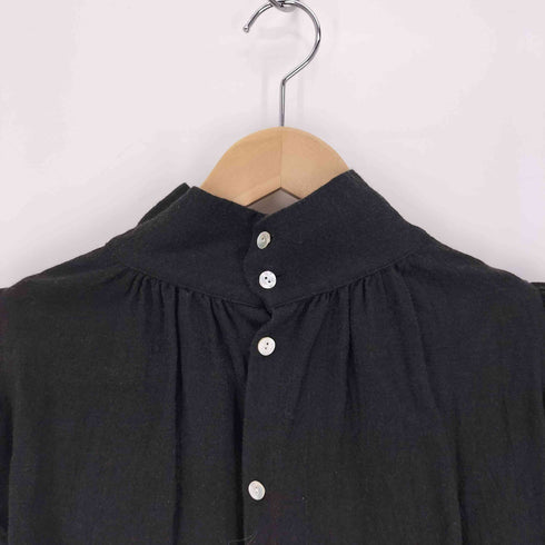 アールジュビリー R JUBILEE ウール混 リネン フリル装飾 L/S ブラウス レディース