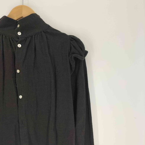 アールジュビリー R JUBILEE ウール混 リネン フリル装飾 L/S ブラウス レディース