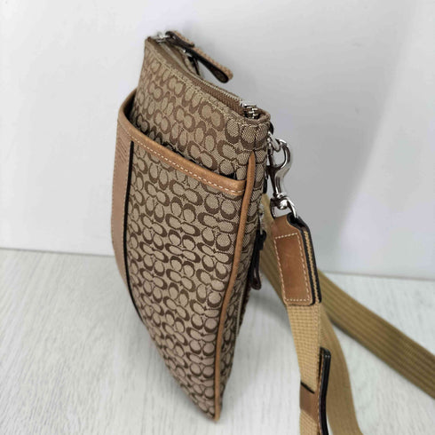 コーチ COACH ミニシグネチャー レザー×キャンバス コンビ ミニショルダーバッグ レディース