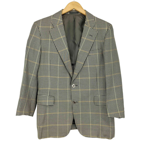 バーバリーズ BURBERRYS prestige collection シルク100 ハウンドトゥース 2Bテーラードジャケット メンズ