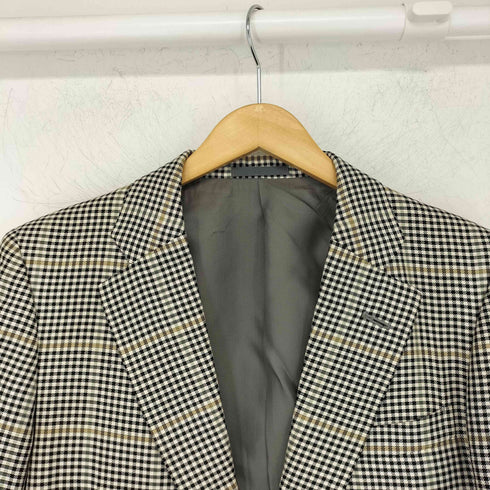 バーバリーズ BURBERRYS prestige collection シルク100 ハウンドトゥース 2Bテーラードジャケット メンズ