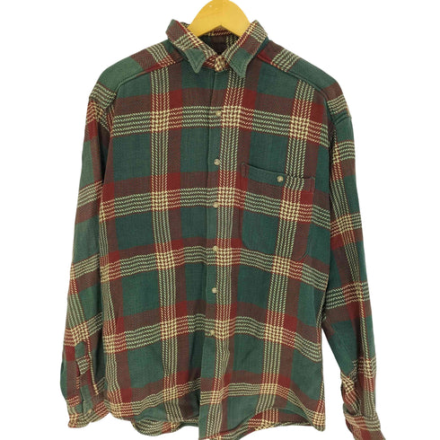 Johnny Cotton 90S USA製 チェック柄 フラップポケット フランネルシャツ メンズ import:M