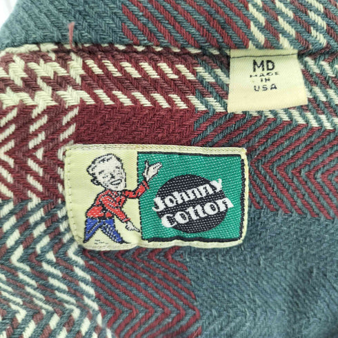 Johnny Cotton 90S USA製 チェック柄 フラップポケット フランネルシャツ メンズ import:M