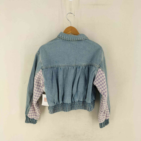 ザラ ZARA 異素材切替 クロップドデニムジャケット レディース import:L