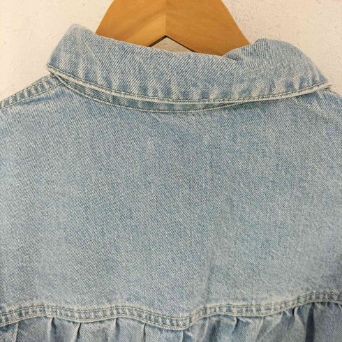 ザラ ZARA 異素材切替 クロップドデニムジャケット レディース import:L