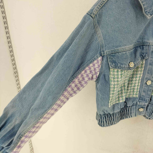 ザラ ZARA 異素材切替 クロップドデニムジャケット レディース import:L