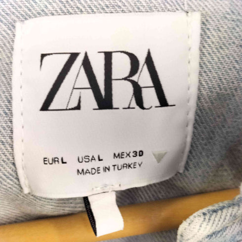 ザラ ZARA 異素材切替 クロップドデニムジャケット レディース import:L