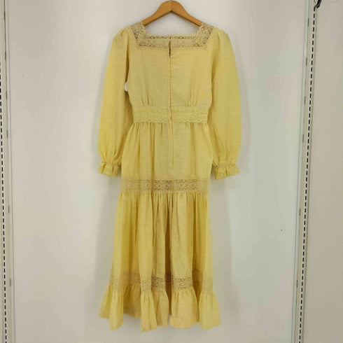 Seans Fashions コットンポリ レース切替 ティアードワンピース レディース