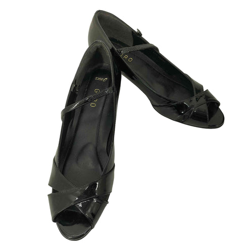 アシックス ASICS GIRO エナメル オープントゥ ストラップ パンプス メリージェーン レディース JPN:24.5