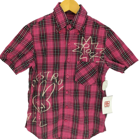 ヒステリック HYSTERIC チェック S/S ボタンダウン シャツ うさぎ アニマル ペイント デザイン プリント Y2K レディース