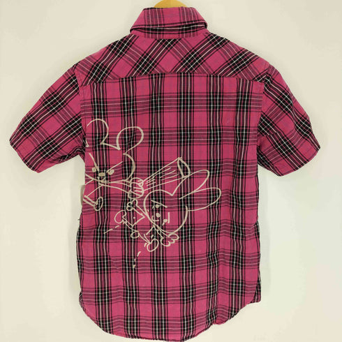 ヒステリック HYSTERIC チェック S/S ボタンダウン シャツ うさぎ アニマル ペイント デザイン プリント Y2K レディース