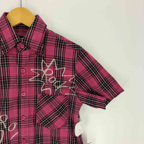 ヒステリック HYSTERIC チェック S/S ボタンダウン シャツ うさぎ アニマル ペイント デザイン プリント Y2K レディース