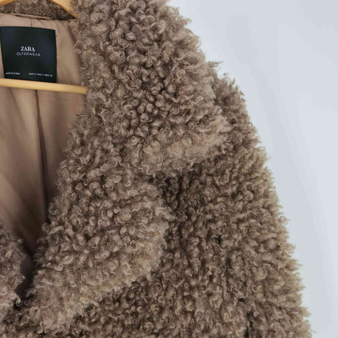 ザラ ZARA フェイクファー プードル ボリュームコート レディース import:S