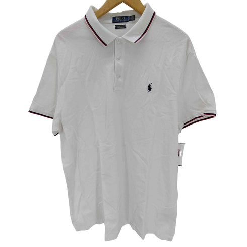 ポロラルフローレン POLO RALPH LAUREN CUSTOM SLIM FIT STRETCH MESH カスタム スリムフィット ストレッチメッシュ ポニー刺繍 鹿の子 リブ ボーダー S/S ポロ シャツ メンズ import:XL