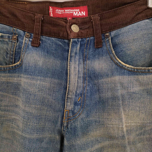 ジュンヤワタナベコムデギャルソンマン JUNYA WATANABE COMME des GARCONS MAN 10ss コーデュロイ切替 再構築デニム メンズ JPN:XS