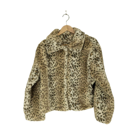フェイクファーレオパードジャケット Y2K レディース import:M