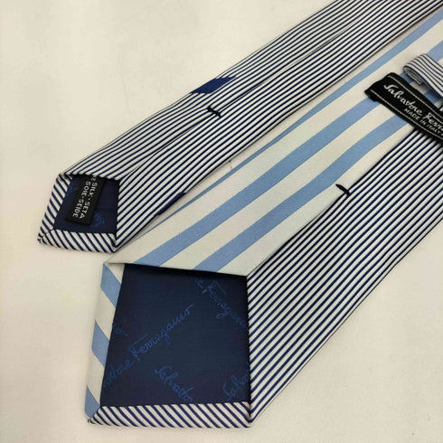 サルヴァトーレフェラガモ Salvatore Ferragamo ストライプドッキング デザイン シルクネクタイ メンズ
