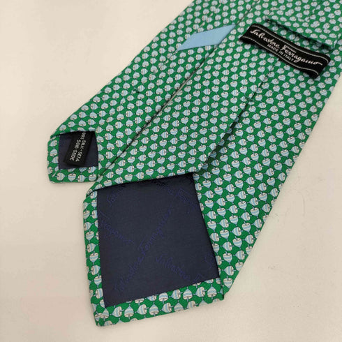 サルヴァトーレフェラガモ Salvatore Ferragamo コマデザイン 総柄 シルクネクタイ メンズ