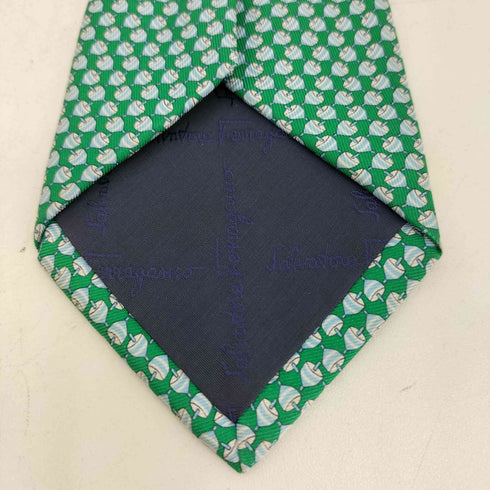 サルヴァトーレフェラガモ Salvatore Ferragamo コマデザイン 総柄 シルクネクタイ メンズ