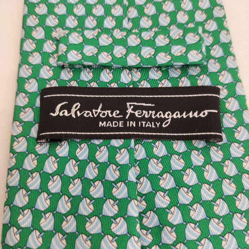 サルヴァトーレフェラガモ Salvatore Ferragamo コマデザイン 総柄 シルクネクタイ メンズ
