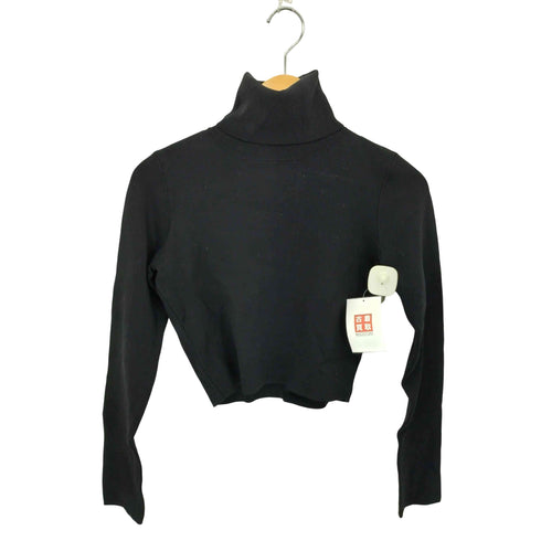 343 ハイネック クロップド レーヨンニットセーター レディース