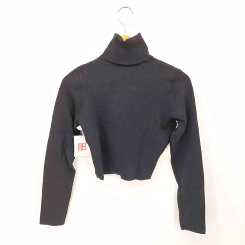 343 ハイネック クロップド レーヨンニットセーター レディース