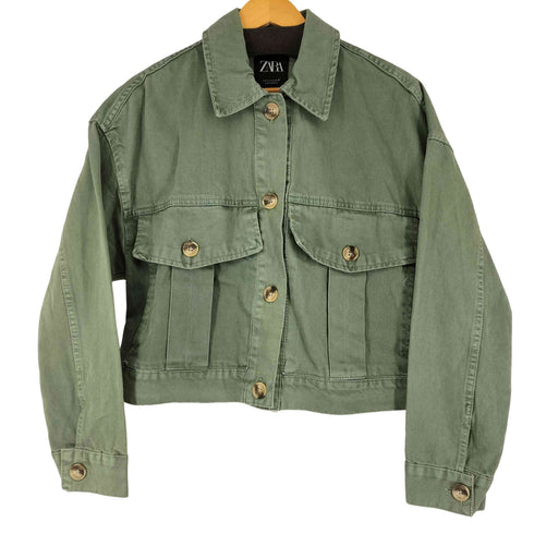 ザラ ZARA クロップドデニムジャケット レディース import:S