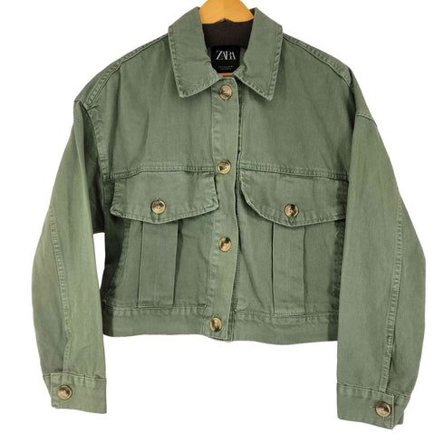 ザラ ZARA クロップドデニムジャケット レディース import:S