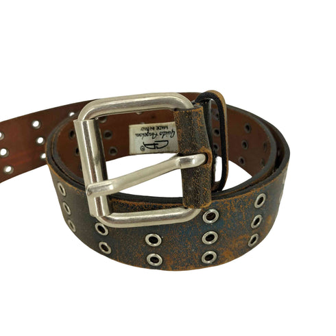 GUIDO ANGELONI イタリア製 3連ハトメデザイン レザーベルト メンズ