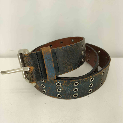 GUIDO ANGELONI イタリア製 3連ハトメデザイン レザーベルト メンズ