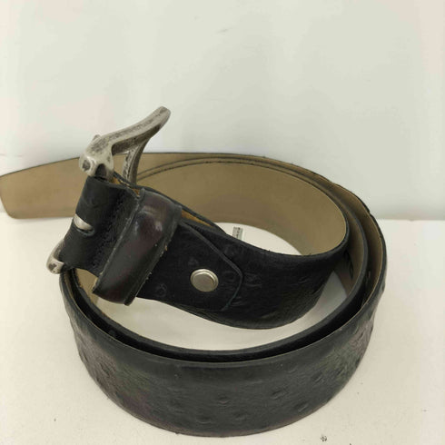 ALBERTO イタリア製 オーストリッチ シルバーバックル レザーベルト メンズ 32