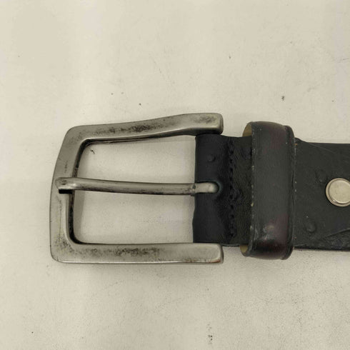 ALBERTO イタリア製 オーストリッチ シルバーバックル レザーベルト メンズ 32