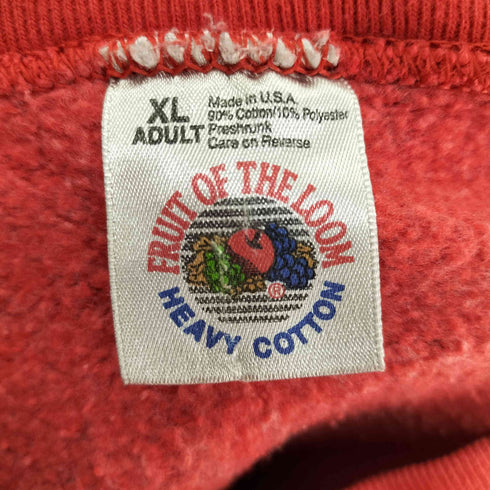 フルーツオブザルーム FRUIT OF THE LOOM 80-90S USA製 裏起毛 カレッジ フットボールチーム プリント クルーネック プルオーバー スウェット メンズ import:XL