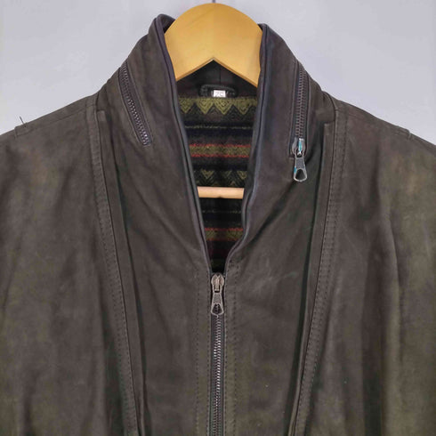 ADRIAPELLE イタリア製 裏地ブラケット ヨークデザイン レザージャケット メンズ EUR:52