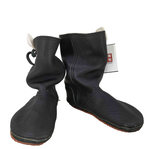 トリココムデギャルソン tricot COMME des GARCONS 金タグ ウッドボタン デザイン ステッチ レザー ショート ブーツ レディース JPN:23