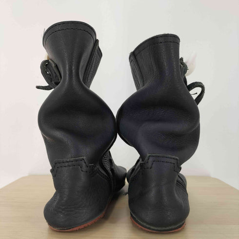 トリココムデギャルソン tricot COMME des GARCONS 金タグ ウッドボタン デザイン ステッチ レザー ショート ブーツ レディース JPN:23